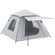 Outsunny 3-4 Person Pop Up Tent, Tents for Camping with Carry Bag, Silver