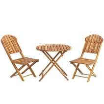 Outsunny 3-Piece Acacia Wood Bistro Set, Foldable Bistro Table and Chairs