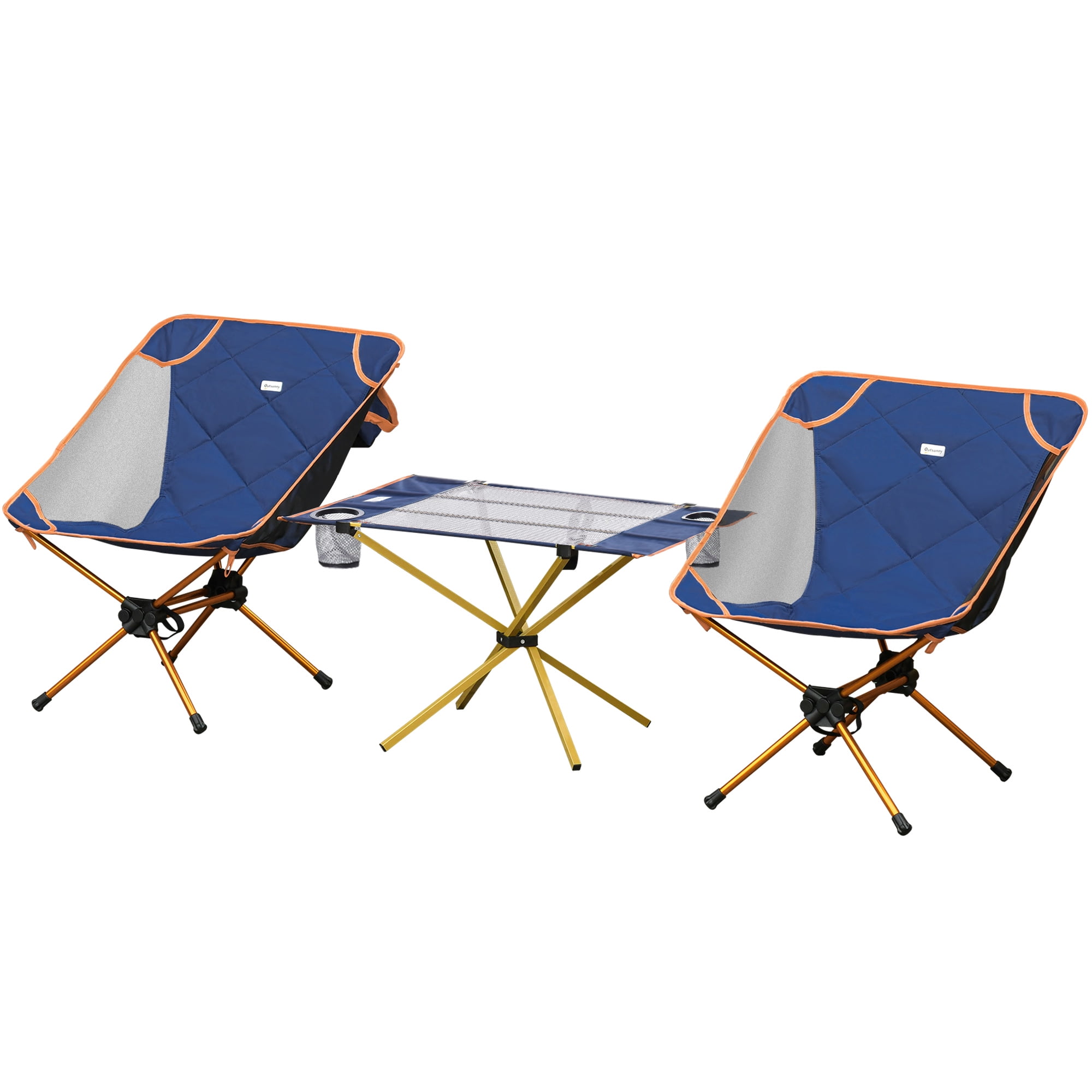 Outsunny 3 Piece Folding Camping Chair Set Backpacking Chairs
