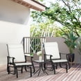 thumbnail image 1 of Outsunny 3-Piece Outdoor Gliders Set Bistro Set with Steel Frame, Tempered Glass Top Table for Patio, Garden, Backyard, Lawn, Cream White, 1 of 9