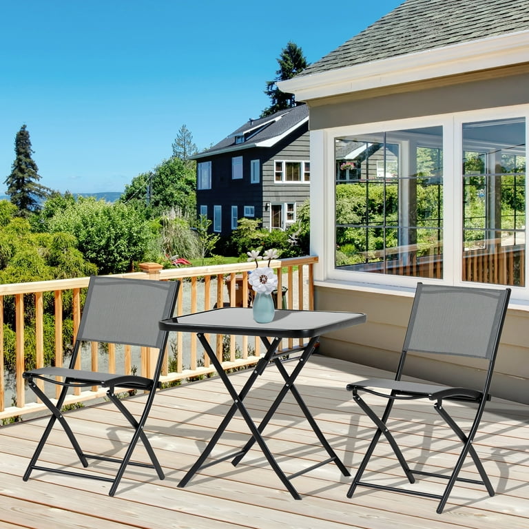 Outsunny 3-Piece Outdoor Patio Dining Set, Folding Garden Bistro