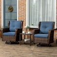 thumbnail image 1 of Outsunny 3-Piece Patio Bistro Set, PE Rattan Wicker Outdoor Furniture, Soft Cushions, 2 360 Swivel Rocking Chairs, 2-Tier Coffee Table, Blue, 1 of 9