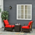 thumbnail image 1 of Outsunny 3 Piece Patio Furniture Set, PE Rattan Wicker Storage Table and Chairs w/ Tufted Cushions, Red, 1 of 9