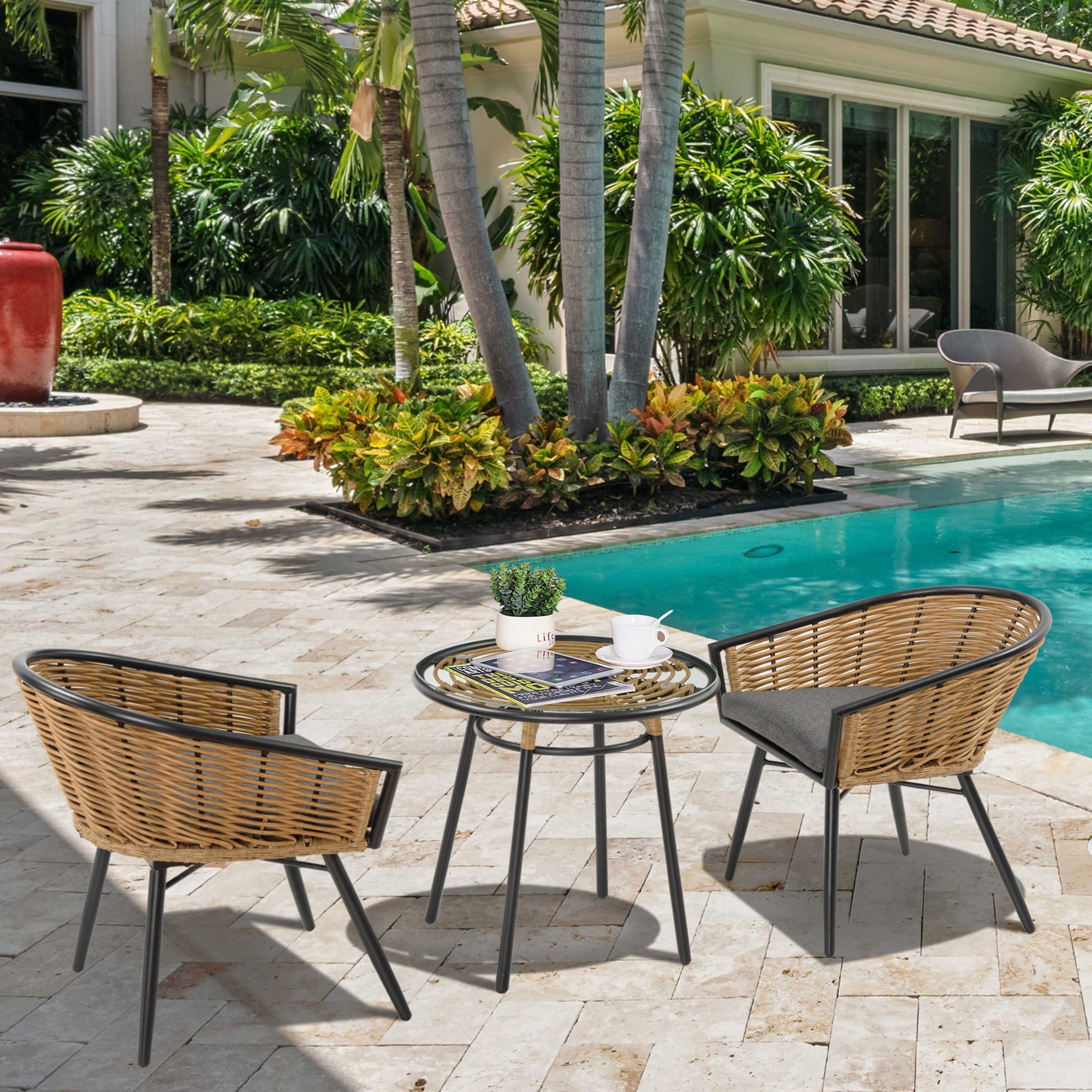 Free Shipping! Outsunny Piece Patio Set, PE Rattan Wicker Table
