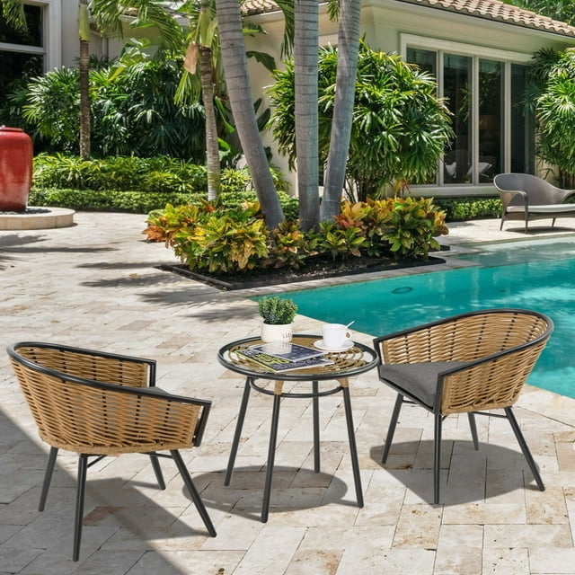 Free Shipping! Outsunny 3 Piece Patio Set, PE Rattan Wicker Table ...