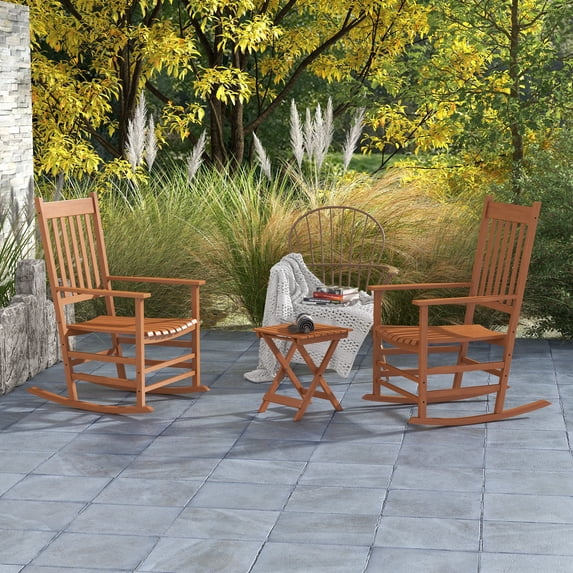 Outsunny 3 Piece Wood Outdoor Patio Dining Set, Teak
