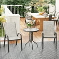 thumbnail image 1 of Outsunny 3 Pieces Outdoor Bistro Set, Patio Furniture with Stackable Chairs and Glass Table, High Back Small Patio Set for Balcony, Porch, Gray, 1 of 9