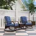 thumbnail image 1 of Outsunny 3 Piece Patio Furniture Set, Wicker Rocking Chairs with Coffee Table, Cushions, Outdoor Bistro Set for Porch, Garden, Brown, 1 of 9