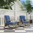thumbnail image 1 of Outsunny 3 Piece Patio Furniture Set, Wicker Rocking Chairs with Coffee Table, Cushions, Outdoor Bistro Set for Porch, Garden, Gray, 1 of 9