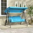 thumbnail image 1 of Outsunny 3-Seat Outdoor Patio Swing with Adjustable Tilt Canopy, Cushions, Pillow, Steel Frame, Side Tray, Cup Holder, Blue, 1 of 9