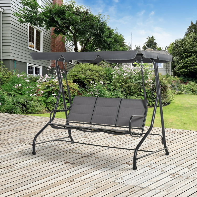 Outsunny Patio Yard Furniture: Garden Metal Swing Chair for Adults