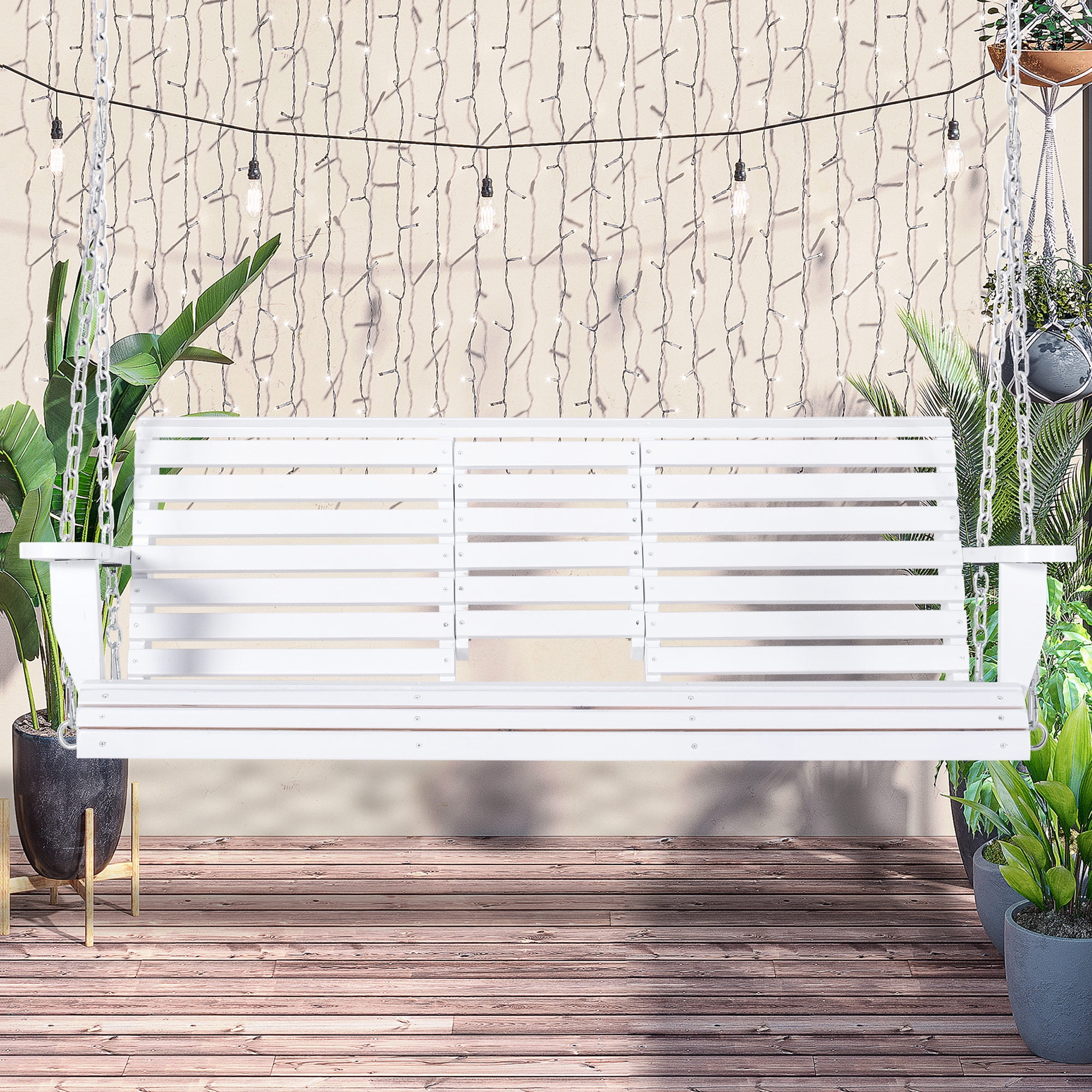 Outsunny 3-Seater Wooden Porch Swing, Patio Swing Bench with Folding Coffee Table, Cup Holders and Chains Included, 440lbs Weight Capacity, White Outsunny 3-Seater Wooden Porch Swing, Patio Swing Bench with Folding Coffee Table, Cup Holders and Chains Included, 440lbs Weight Capacity, White Sansujyuku sansujyuku.com