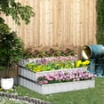 thumbnail image 1 of Outsunny 3 Tier Raised Garden Bed Color Steel Raised Garden Bed w/ Pair of Glove 47''x 47''x 25'' for Backyard, Patio to Grow Vegetables, Herbs, and Flowers, White, 1 of 9