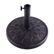 Outsunny 32lb Round Decorative Cast Stone Umbrella Holder Base, 17.5-Inch, with Decorative Stylish Design, Bronze Finish