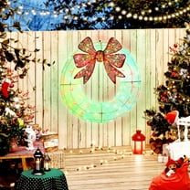 Outsunny 36 Inch Lighted Christmas Decoration with Dual Color LED Light, Metal Wreath Decor with Daily Timer, Remote for Indoor Outdoor