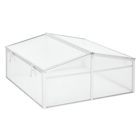 Outsunny 39" Aluminum Vented Cold Frame Mini Greenhouse Kit w/ Ventilated Roof