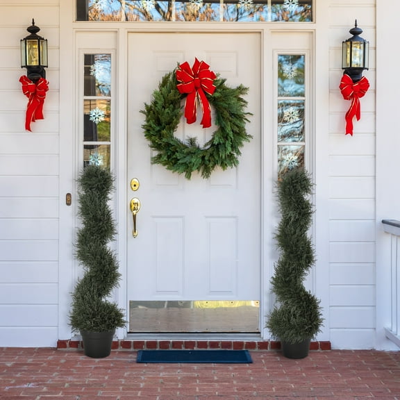 Outsunny 3FT Topiary Artificial Faux Cedar Tree Spiral Fake Plant, Pre-potted & Features High-Quality Detailed Look for Indoor or Outdoor