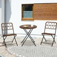 thumbnail image 1 of Outsunny 3PC Rattan Wicker Bistro Set w/ Folding Design, Hand Woven Rattan Coffee Table and Chairs for Outdoor Lawn, Pool, Balcony & Garden, Brown, 1 of 9