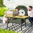 thumbnail image 1 of Outsunny 3ft Portable Camping Table, Adjustable Height Aluminum Small Folding Table with Storage Bag, Brown, 1 of 9