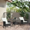 thumbnail image 1 of Outsunny 3pc Patio Furniture, Wicker Reclining Chairs & Table, White, 1 of 9