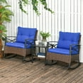 thumbnail image 1 of Outsunny 3pc Rocking Chair Set w/ Cushions, Wicker Bistro Set, Blue, 1 of 9