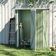 thumbnail image 1 of Outsunny 4.7' x 3' Metal Outdoor Storage Shed, Garden Utility Tool House with Double Lockable Door for Backyard, Patio, Lawn, Garage, Light Green, 1 of 9