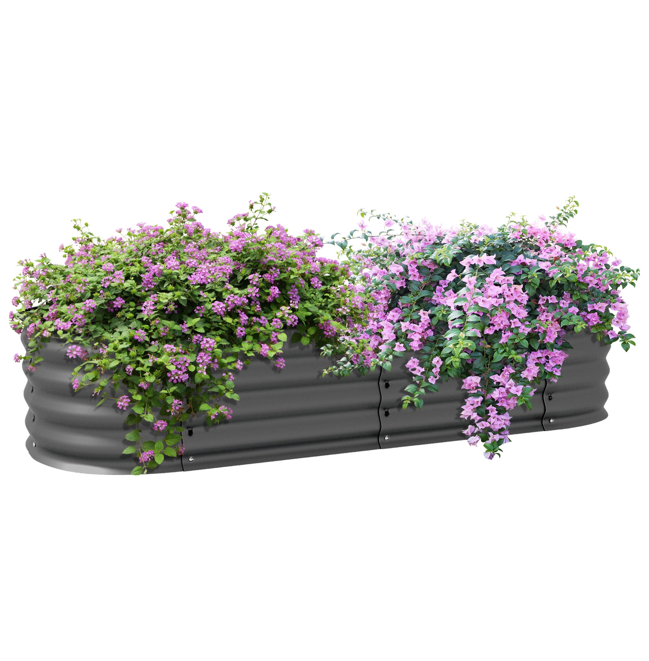 Outsunny 4.9' x 2' x 1' Galvanized Raised Garden Bed Kit, Outdoor Metal Elevated Planter Box with Safety Edging, Easy DIY Stock Tank for Growing Flowers, Herbs & Vegetables, Dark Gray