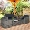 thumbnail image 1 of Outsunny 4-Piece Rattan Furniture Set, Chairs, Loveseat, and Table, Black, 1 of 9