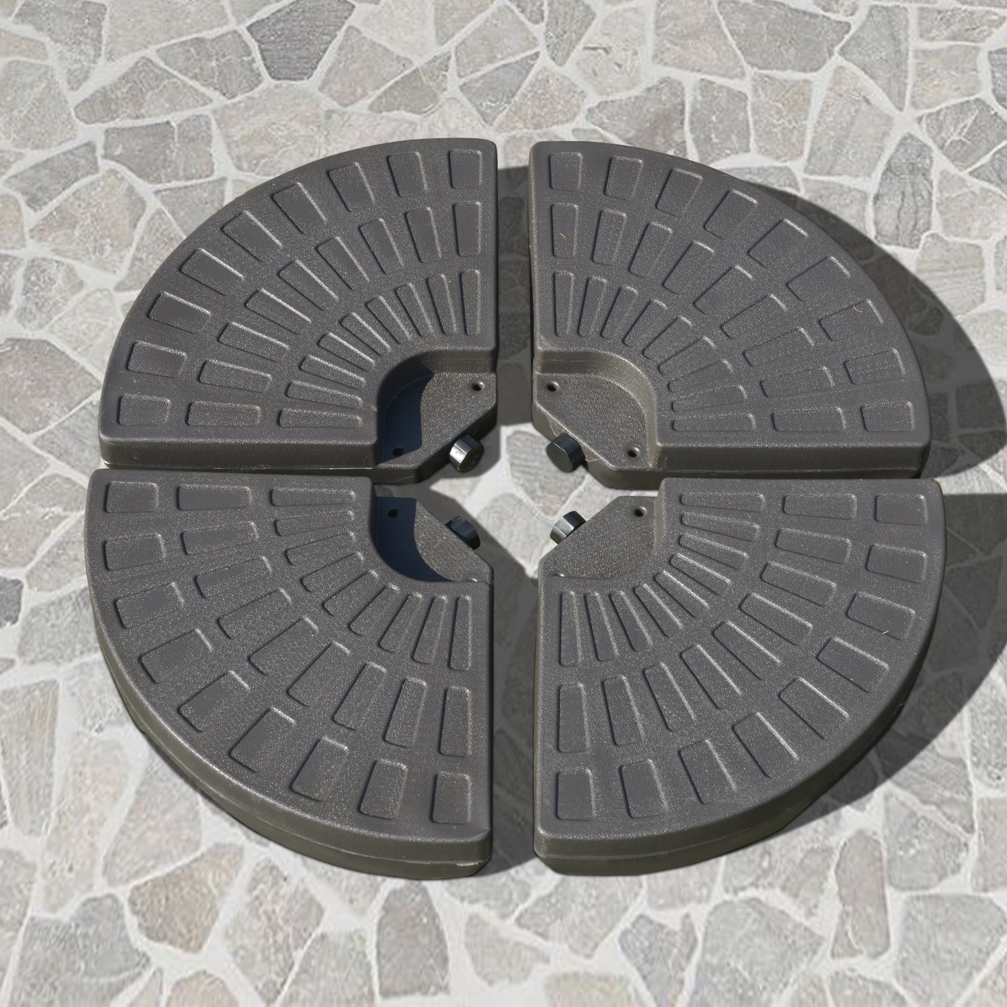 Gray Plastic Cantilever Patio Umbrella Base with Built-In Handles