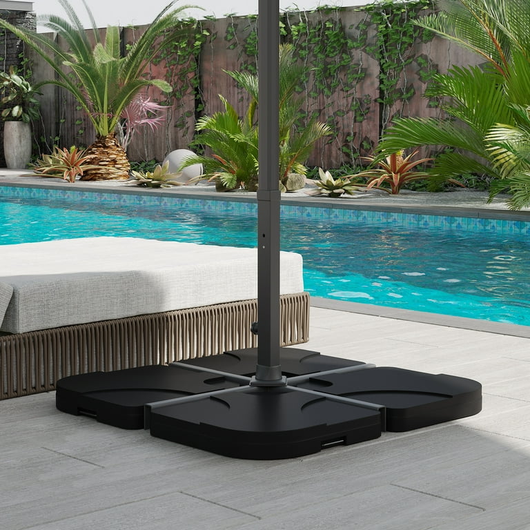 Outsunny 4 Piece Cantilever Patio Umbrella Base 158lb 60L Capacity Black Walmart