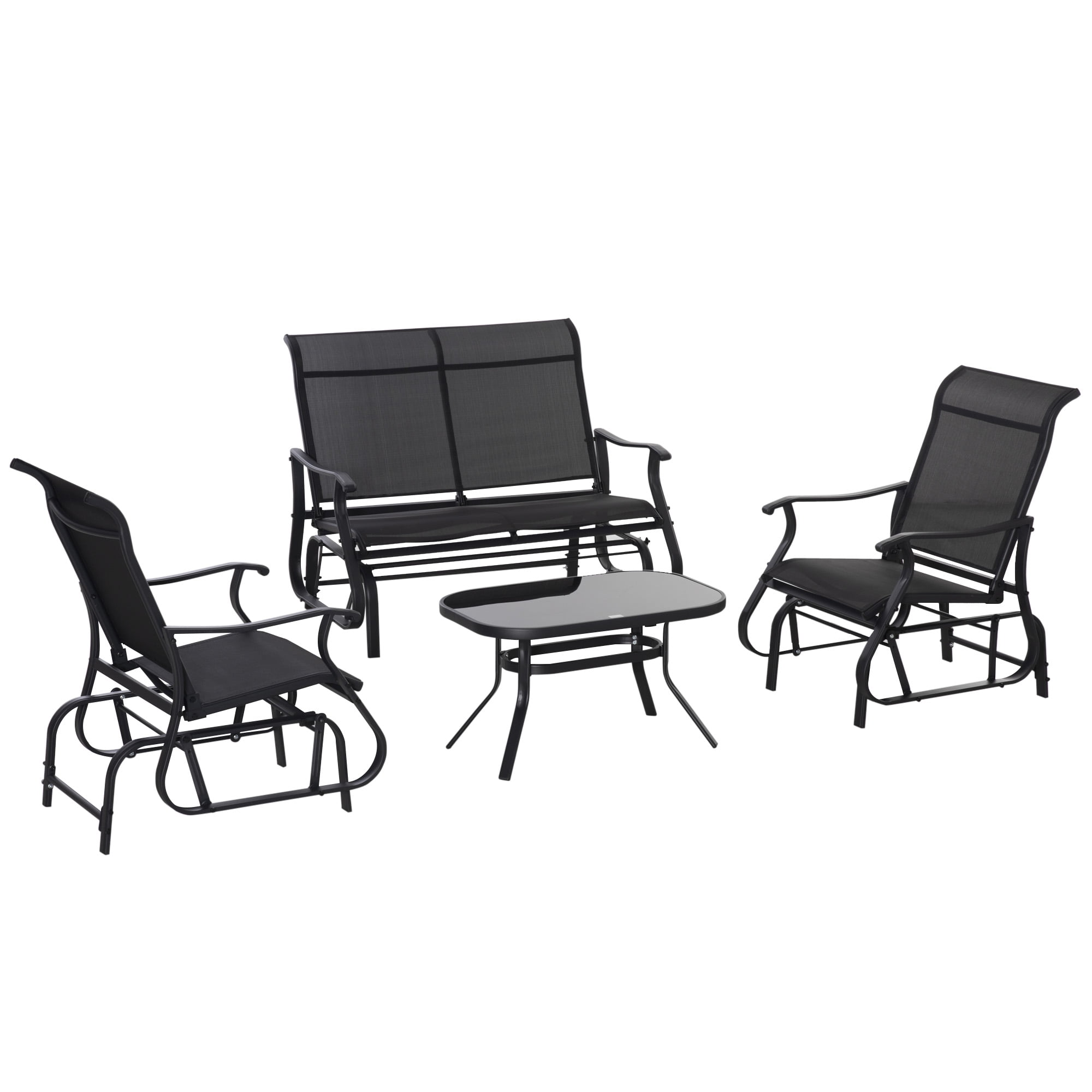 Outsunny 4 Pieces Gliders Set, Outdoor Furniture Sets with 2Person