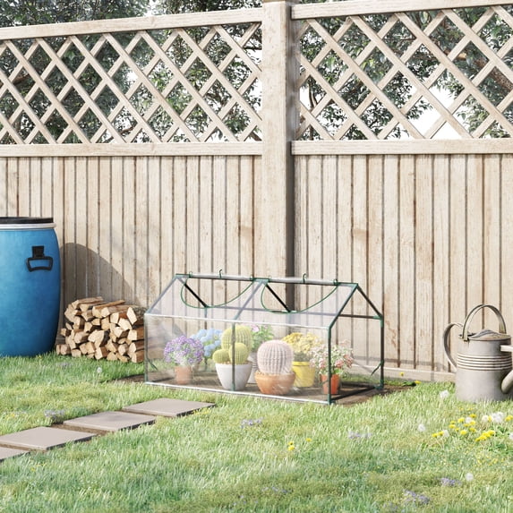 Outsunny 4' x 2' x 2' Mini Greenhouse with 2 Top Windows, Clear