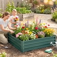 thumbnail image 1 of Outsunny 4' x 4' x 1' Galvanized Raised Garden Bed, Planter Raised Bed with Steel Frame for Vegetables, Flowers, Plants and Herbs, Green, 1 of 9