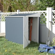 Outsunny 4' x 7.6' Storage Shed, Galvanized, Locking, Gray