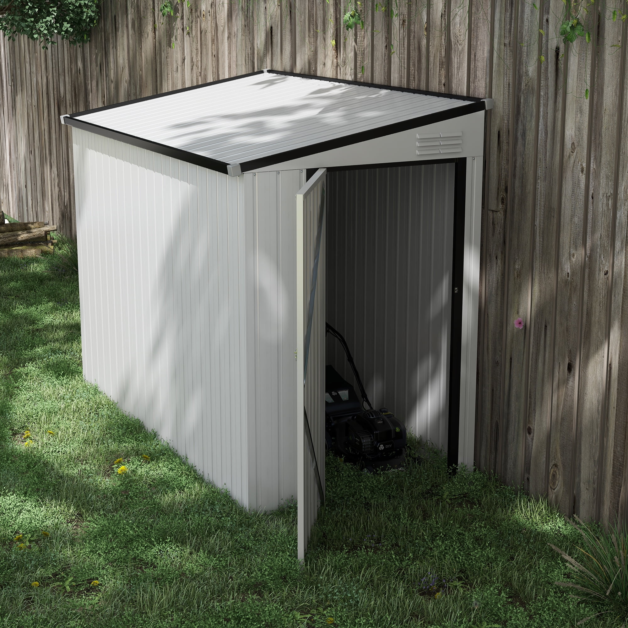White 4' x 8' Galvanized Steel Lean-to Storage Shed