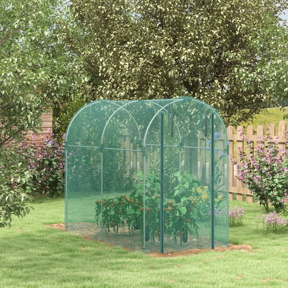 Outsunny 4' x 8' Plant Protection Tent Crop Cage with Zippered Door for Plants, Herbs, Fruits, Green