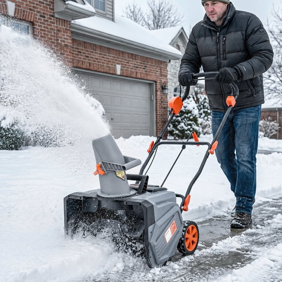 Outsunny 40V 18" Cordless Snow Blower with PU Auger, 1400W Brushless Motor, 12" Depth, Includes Two 4.0Ah Batteries & Fast Charger