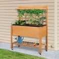 thumbnail image 1 of Outsunny 41" Raised Garden Bed with Trellis on Wheels, Wooden Elevated Planter Box with Legs and Bed Liner, for Flowers, Herbs & Vegetables, Brown, 1 of 9