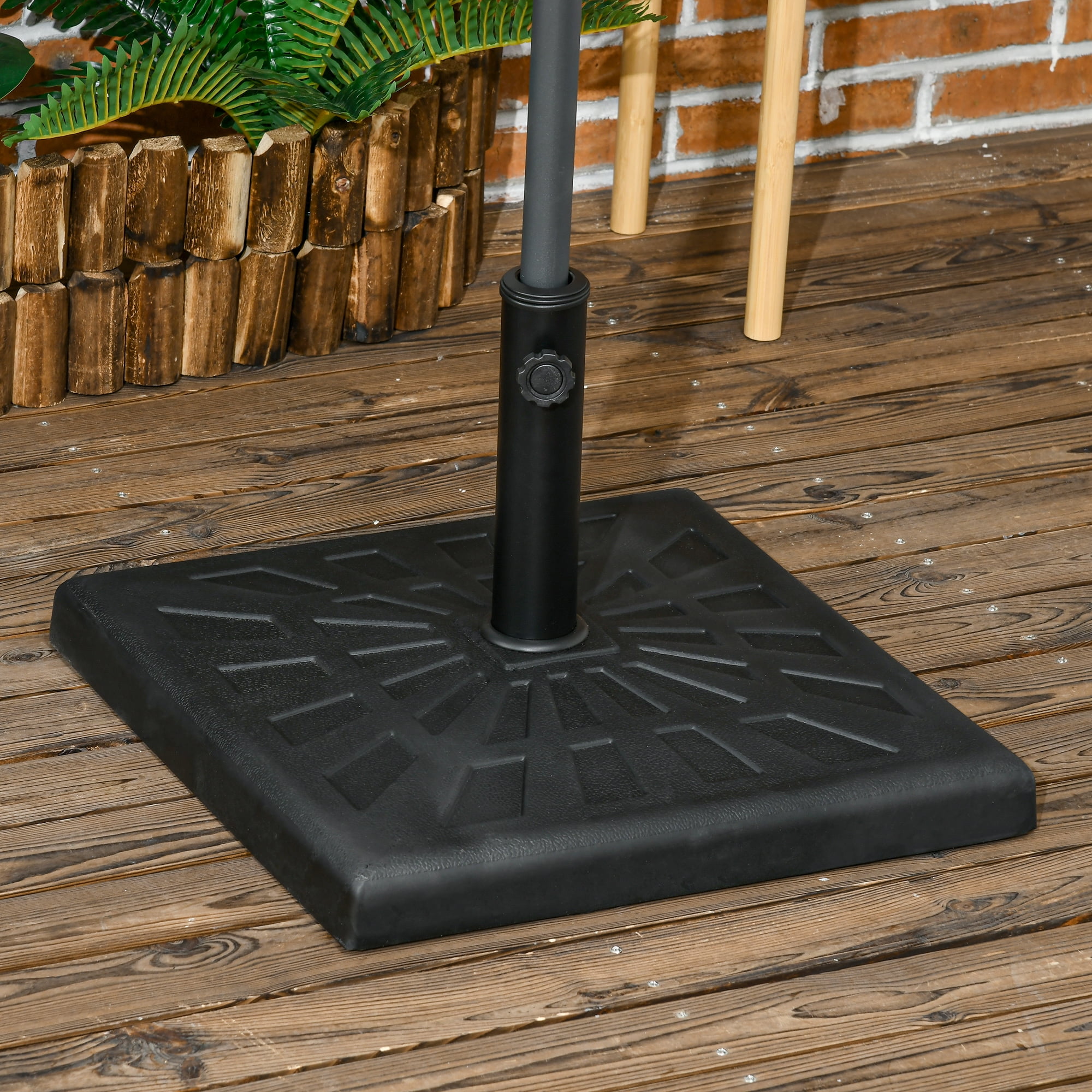 Outsunny 42lbs Resin Patio Umbrella Base 20" Outdoor Umbrella Stand, Black