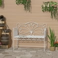 thumbnail image 1 of Outsunny 44.75" Antique-Style Outdoor Patio Garden Bench, Metal Loveseat with Ivy Pattern on the Backrest, Cream White, 1 of 10