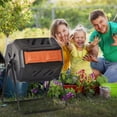 thumbnail image 1 of Outsunny Tumbling Compost Bin Outdoor 360° Dual Chamber Rotating Composter 43 Gallon, Orange, 1 of 9