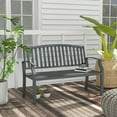 thumbnail image 1 of Outsunny 46" Outdoor Garden Bench, Metal Bench, Steel Slatted Frame Furniture for Patio, Park, Porch, Lawn, Yard, Deck, Gray, 1 of 9