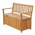 thumbnail image 1 of Outsunny 47.25" Wooden Outdoor Storage Bench with PE Lining Deck Box Storage Container and Seat Teak, 1 of 11