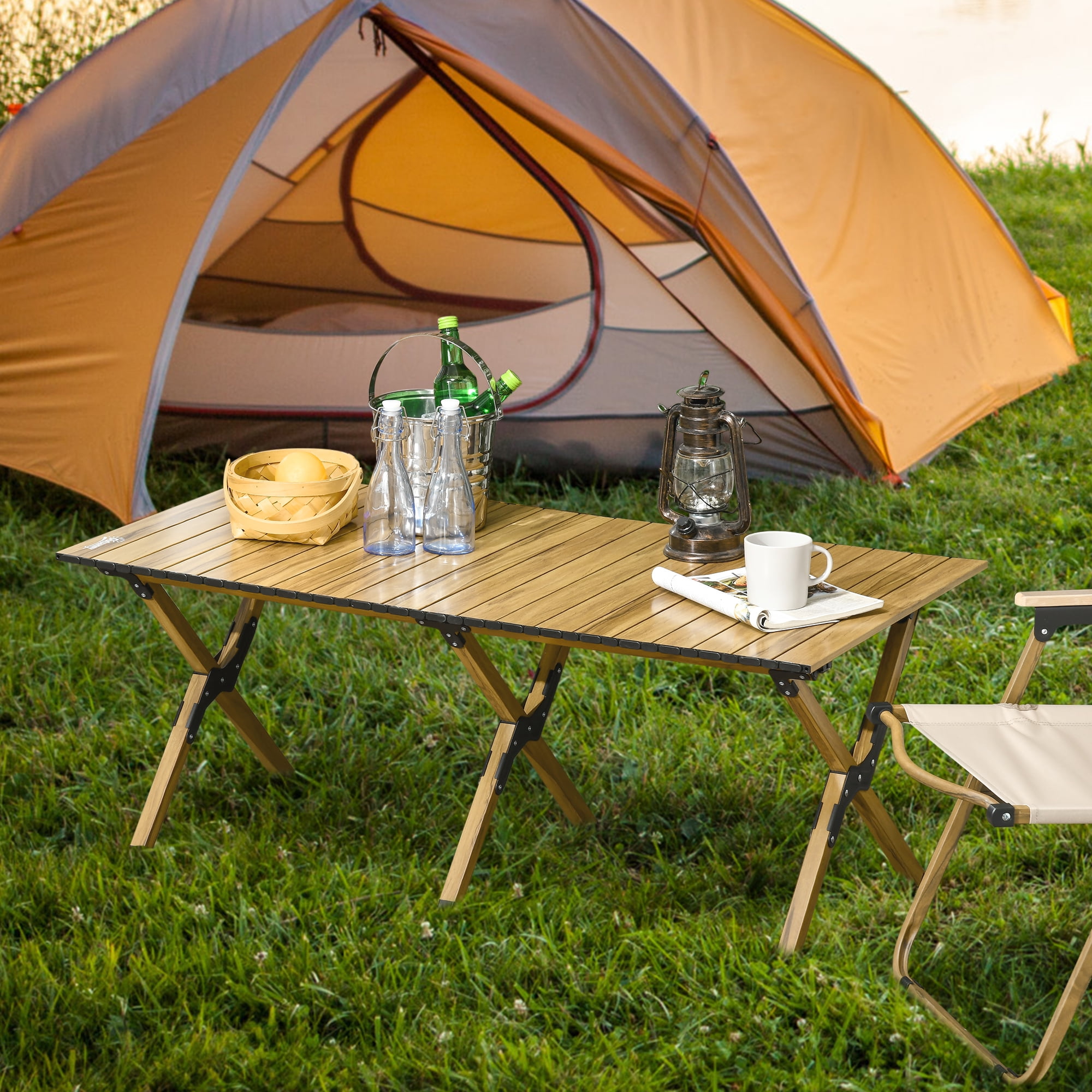 Ozark Trail Aluminum Roll-Top Camping Table, Dark Brown - Walmart.com Ozark Trail Aluminum Roll-Top Camping Table, Dark Brown - Walmart.com