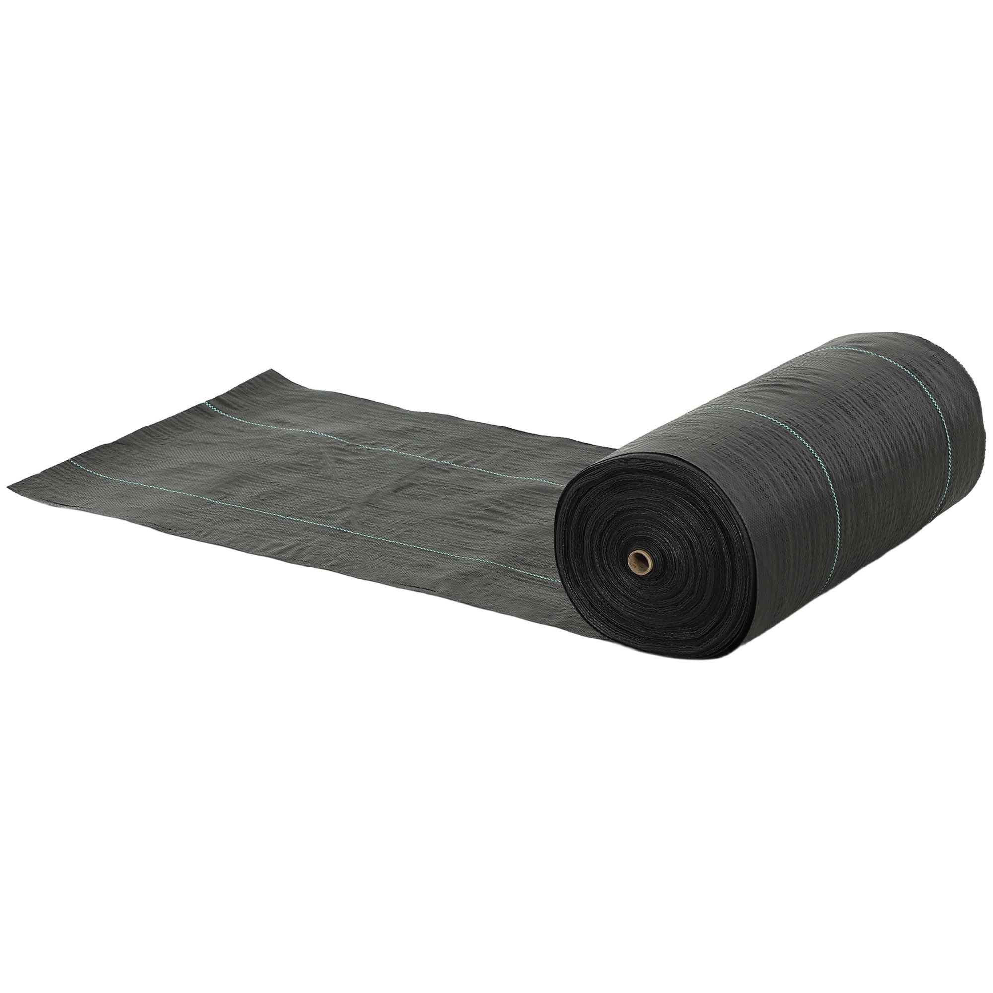 Outsunny 4ft x 300ft Heavy Duty Weed Barrier Landscape Fabric, Black Woven Polypropylene Ground Cover for Garden, Greenhouse & Outdoor Landscaping, Preserves Soil Moisture