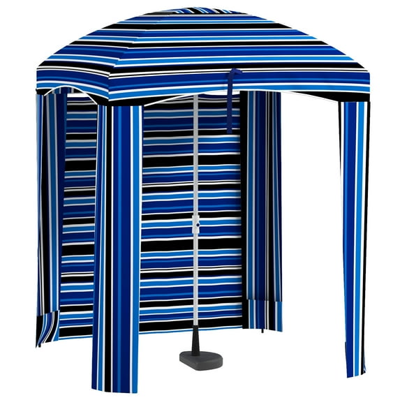 5.9'X5.9' Portable Beach Cabana Umbrella with Walls, Uv Protection & Carry Bag, Blue Stripe