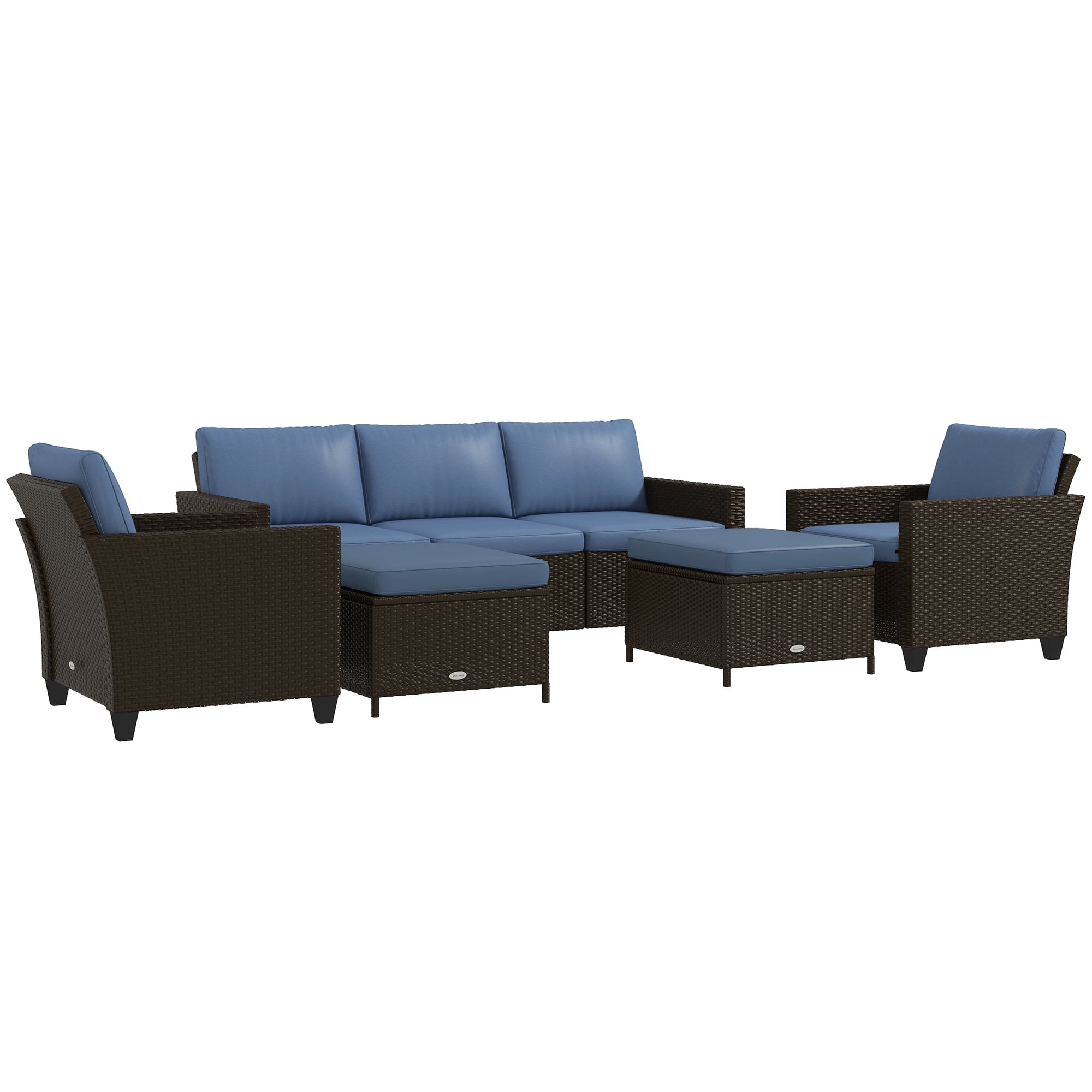 Outsunny 5 PC Patio Furniture Set with Three-seater Sofa, Armchair ...