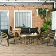 thumbnail image 1 of Outsunny 5 Piece PE Rattan Outdoor Furniture Set w/ Stacking Tables, Black, 1 of 10