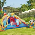 thumbnail image 1 of Outsunny 5-in-1 Inflatable Water Slide, Rocket Themed Kids Castle Bounce House with Slide, Pool, Water Cannon, Basket, Climbing Wall Includes Carry Bag, Repair Patches, 750W Air Blower, 1 of 9