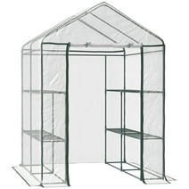 Outsunny 5' x 5' x 6' 3-Tier 8 Shelf Outdoor Portable Walk-In Garden Greenhouse Kit with Cover